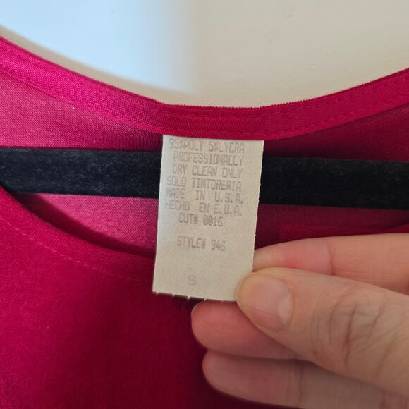 Vintage Microsuede Tank Top Size S Red Scoop Neck Side Slits Oversized Made USA - Picture 6 of 6